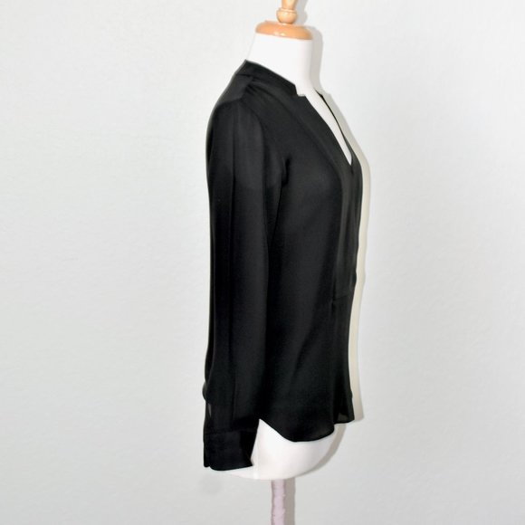 Theory Corbette Black 100% Silk Blouse Size P - Picture 4 of 16